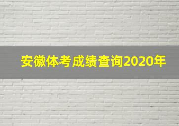 安徽体考成绩查询2020年