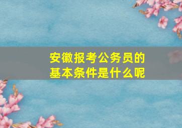 安徽报考公务员的基本条件是什么呢