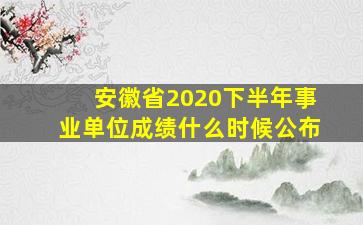 安徽省2020下半年事业单位成绩什么时候公布