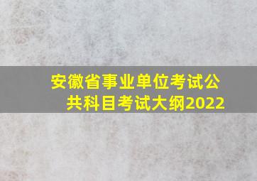 安徽省事业单位考试公共科目考试大纲2022