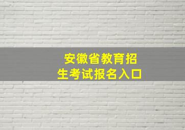 安徽省教育招生考试报名入口