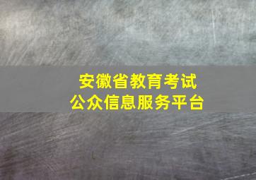 安徽省教育考试公众信息服务平台