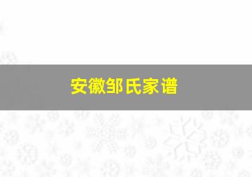 安徽邹氏家谱