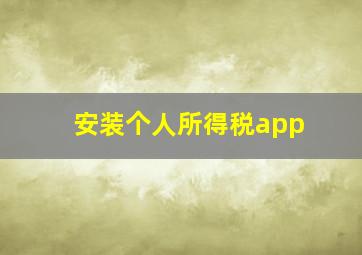 安装个人所得税app