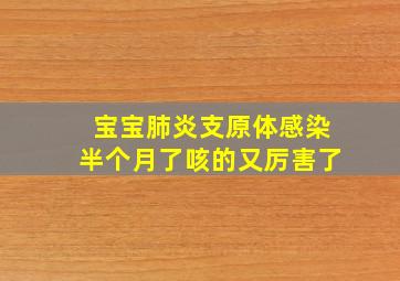 宝宝肺炎支原体感染半个月了咳的又厉害了