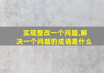 实现整改一个问题,解决一个问题的成语是什么