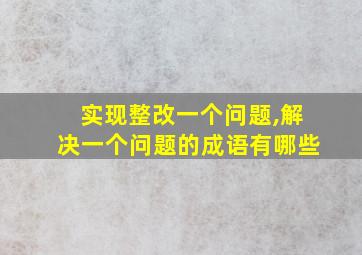 实现整改一个问题,解决一个问题的成语有哪些