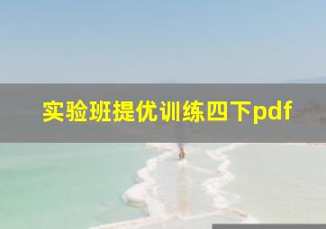 实验班提优训练四下pdf