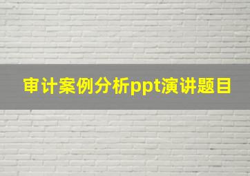 审计案例分析ppt演讲题目