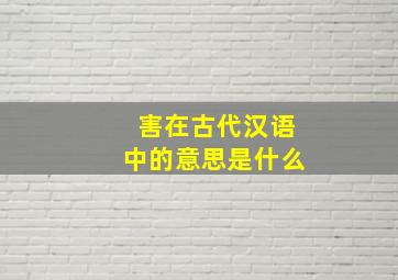 害在古代汉语中的意思是什么