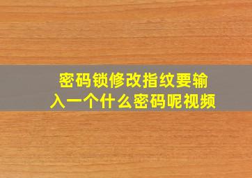 密码锁修改指纹要输入一个什么密码呢视频