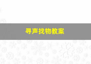 寻声找物教案