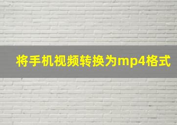 将手机视频转换为mp4格式