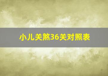 小儿关煞36关对照表