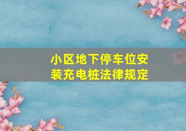 小区地下停车位安装充电桩法律规定