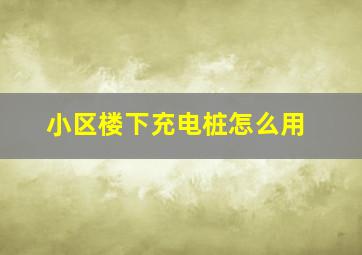 小区楼下充电桩怎么用