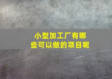 小型加工厂有哪些可以做的项目呢