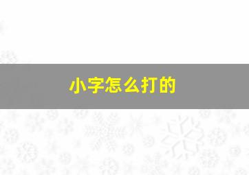 小字怎么打的