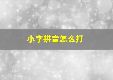 小字拼音怎么打