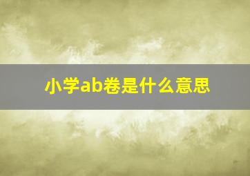 小学ab卷是什么意思