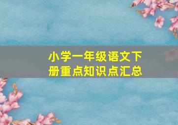 小学一年级语文下册重点知识点汇总