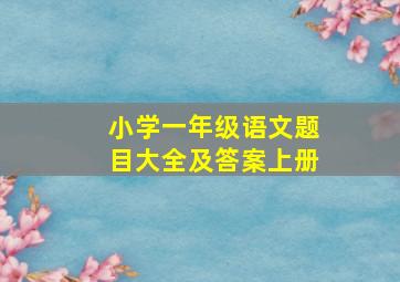 小学一年级语文题目大全及答案上册