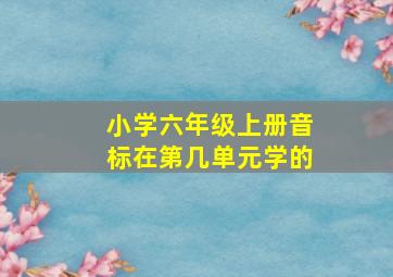 小学六年级上册音标在第几单元学的