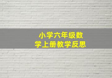 小学六年级数学上册教学反思