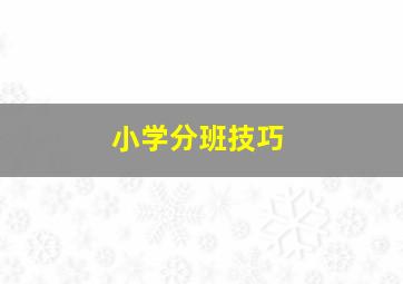 小学分班技巧