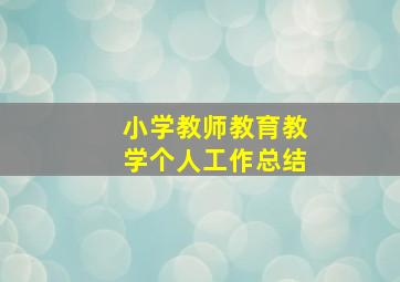 小学教师教育教学个人工作总结