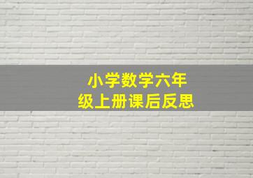 小学数学六年级上册课后反思