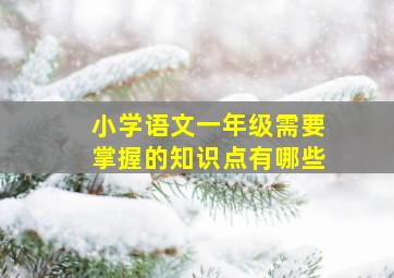 小学语文一年级需要掌握的知识点有哪些