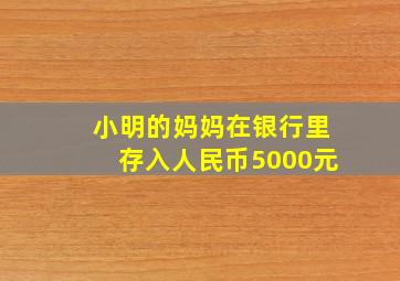 小明的妈妈在银行里存入人民币5000元