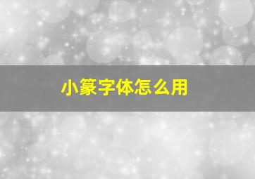 小篆字体怎么用