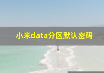 小米data分区默认密码