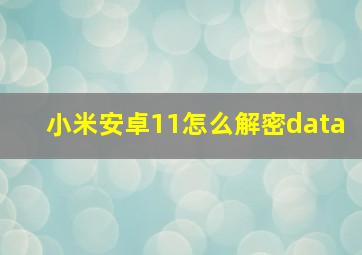 小米安卓11怎么解密data