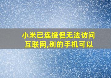 小米已连接但无法访问互联网,别的手机可以