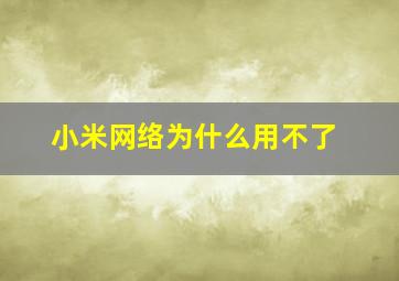 小米网络为什么用不了