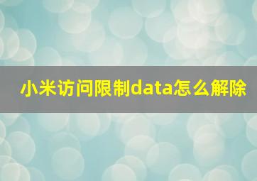 小米访问限制data怎么解除