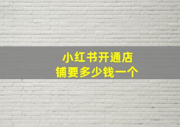 小红书开通店铺要多少钱一个