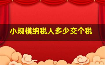 小规模纳税人多少交个税