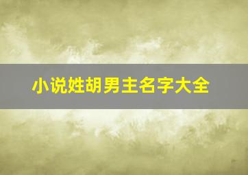 小说姓胡男主名字大全