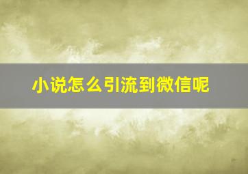 小说怎么引流到微信呢