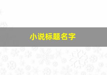 小说标题名字