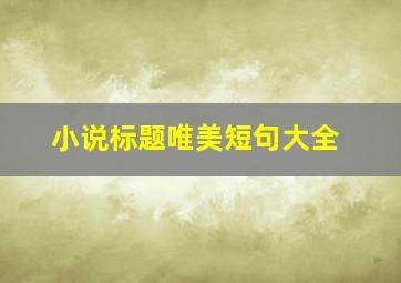 小说标题唯美短句大全