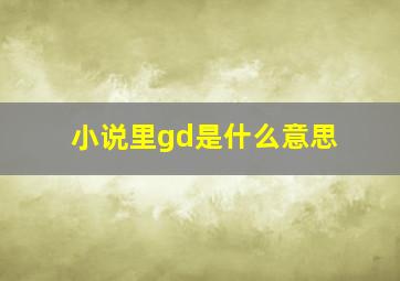 小说里gd是什么意思