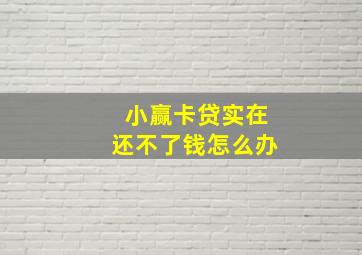 小赢卡贷实在还不了钱怎么办