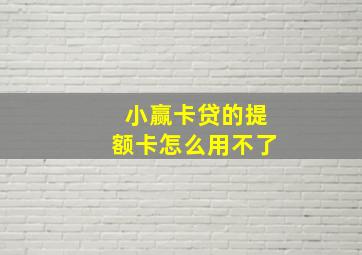 小赢卡贷的提额卡怎么用不了