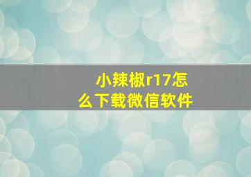 小辣椒r17怎么下载微信软件