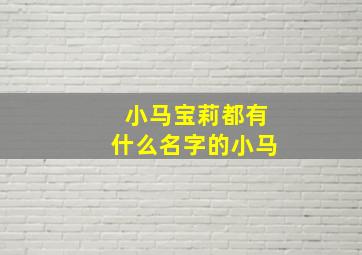 小马宝莉都有什么名字的小马